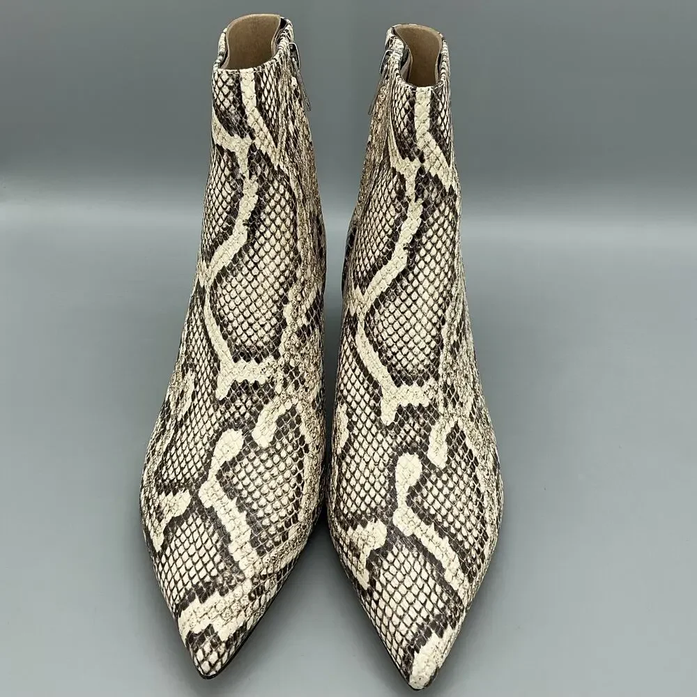 NEW Marc Fisher Women’s Itzia Pointed Toe Dress Booties White Snake Size 9M